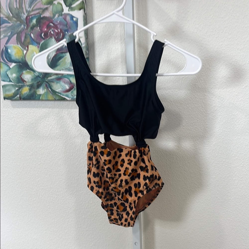 Art Class Black and Leopard Print Swimsuit